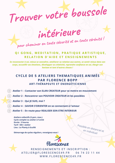 Florescence Florence BOPP art-thérapie Angers anime des ateliers Trouver cotre boussole intérieure