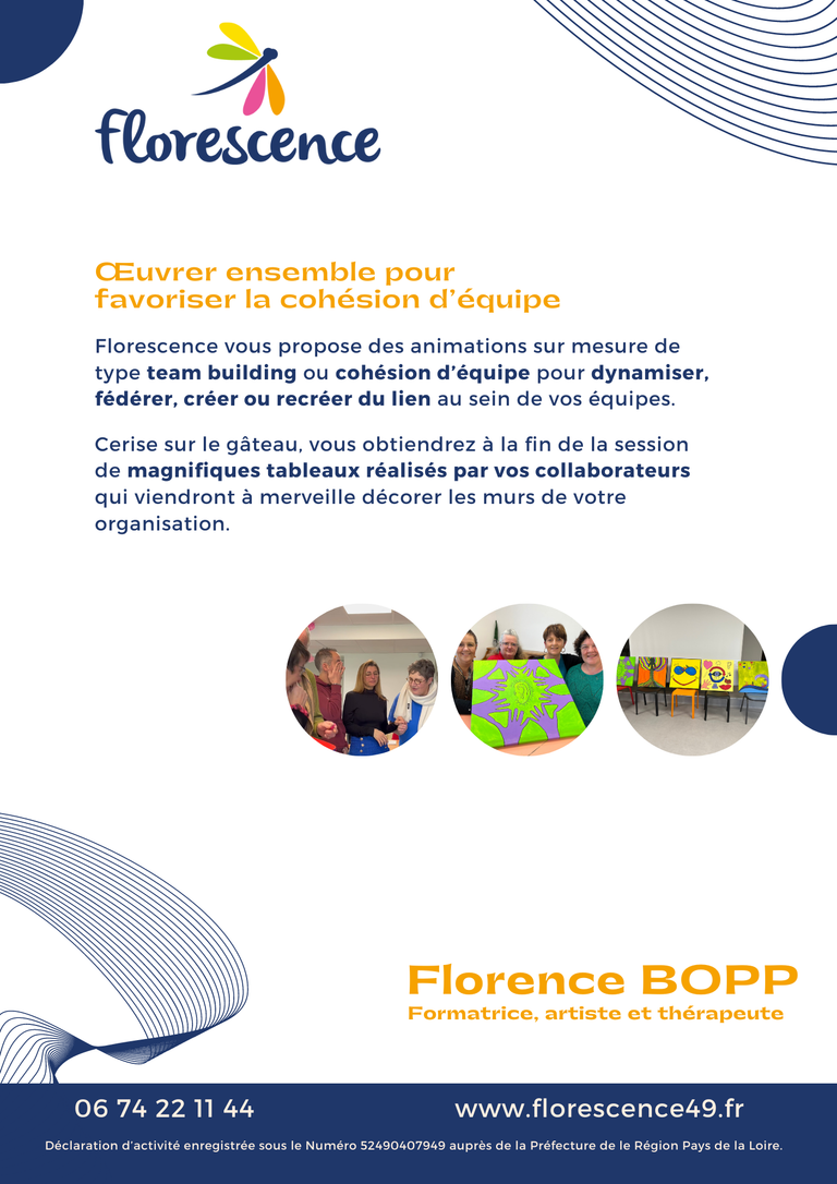 Florescence Florence BOPP art-thérapie Angers anime des sessions de formation professionnelle continue pour adultes