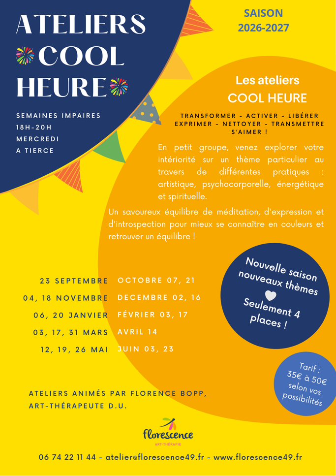 Atelier Cool Heure art-thérapie Angers et Tiercé animé par Florence BOPP Florescence